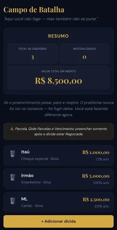 Tela Campo de Batalha — todas as contas numa tela só