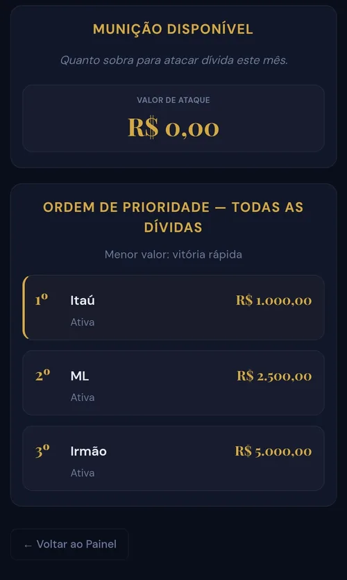 Tela Estratégia de Ataque do app — ordem de prioridade
