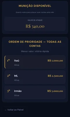Tela Estratégia de Ataque — a ordem exata de qual atacar primeiro