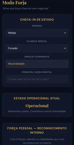 Tela Modo Forja do app